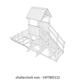 line art of playground. Coloring page - playground - illustration for the children