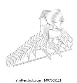 line art of playground. Coloring page - playground - illustration for the children