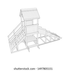 line art of playground. Coloring page - playground - illustration for the children