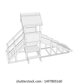 line art of playground. Coloring page - playground - illustration for the children