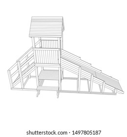 line art of playground. Coloring page - playground - illustration for the children