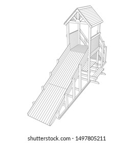 line art of playground. Coloring page - playground - illustration for the children