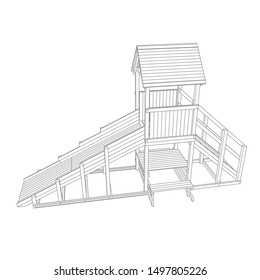 line art of playground. Coloring page - playground - illustration for the children