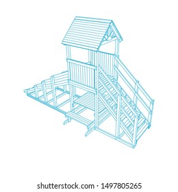 line art of playground. Coloring page - playground - illustration for the children