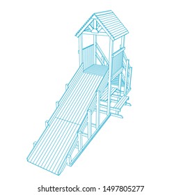line art of playground. Coloring page - playground - illustration for the children