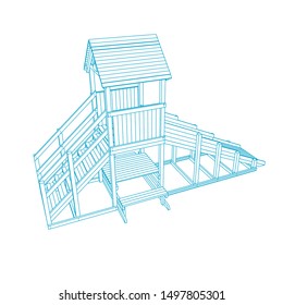 line art of playground. Coloring page - playground - illustration for the children