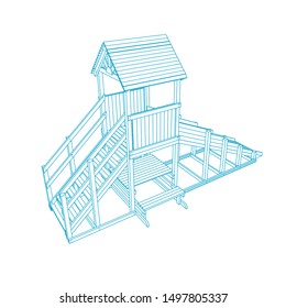 line art of playground. Coloring page - playground - illustration for the children
