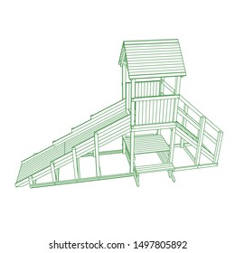 line art of playground. Coloring page - playground - illustration for the children