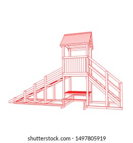 line art of playground. Coloring page - playground - illustration for the children