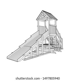 line art of playground. Coloring page - playground - illustration for the children
