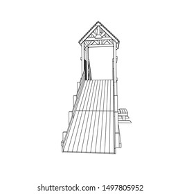 line art of playground. Coloring page - playground - illustration for the children