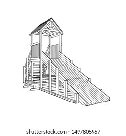 line art of playground. Coloring page - playground - illustration for the children