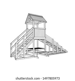 line art of playground. Coloring page - playground - illustration for the children