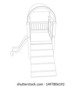 line art of playground. Coloring page - playground - illustration for the children