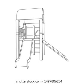 line art of playground. Coloring page - playground - illustration for the children
