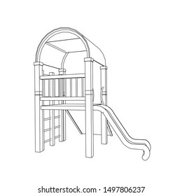 line art of playground. Coloring page - playground - illustration for the children