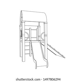 line art of playground. Coloring page - playground - illustration for the children