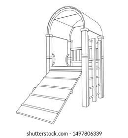 line art of playground. Coloring page - playground - illustration for the children