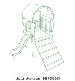 line art of playground. Coloring page - playground - illustration for the children