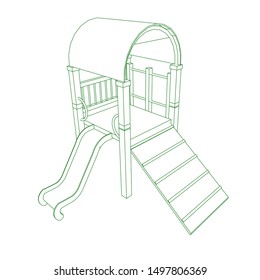 line art of playground. Coloring page - playground - illustration for the children