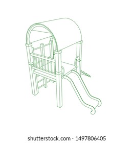 line art of playground. Coloring page - playground - illustration for the children