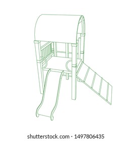 line art of playground. Coloring page - playground - illustration for the children