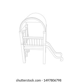 line art of playground. Coloring page - playground - illustration for the children
