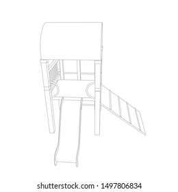 line art of playground. Coloring page - playground - illustration for the children