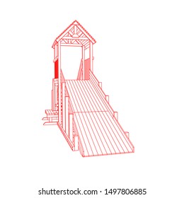 line art of playground. Coloring page - playground - illustration for the children