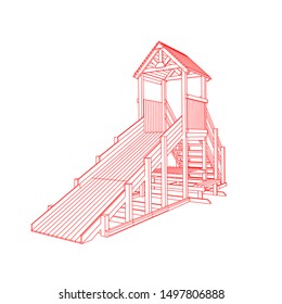 line art of playground. Coloring page - playground - illustration for the children