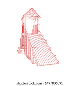 line art of playground. Coloring page - playground - illustration for the children