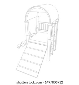 line art of playground. Coloring page - playground - illustration for the children