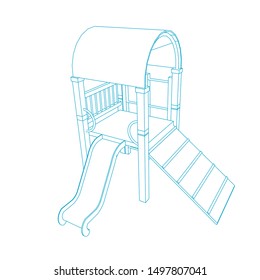 line art of playground. Coloring page - playground - illustration for the children