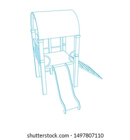 line art of playground. Coloring page - playground - illustration for the children