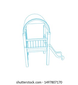 line art of playground. Coloring page - playground - illustration for the children