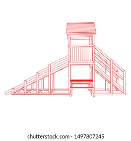 line art of playground. Coloring page - playground - illustration for the children