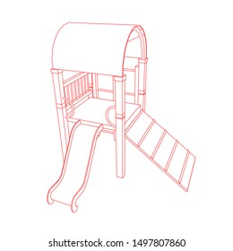 line art of playground. Coloring page - playground - illustration for the children