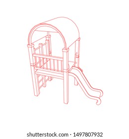 line art of playground. Coloring page - playground - illustration for the children
