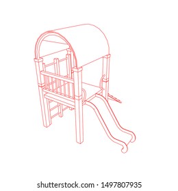 line art of playground. Coloring page - playground - illustration for the children