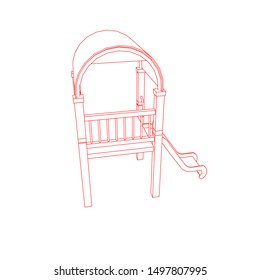 line art of playground. Coloring page - playground - illustration for the children