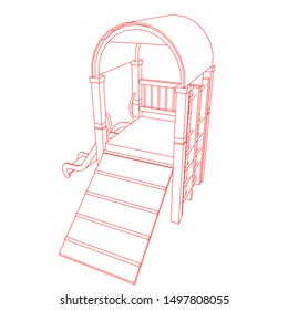 line art of playground. Coloring page - playground - illustration for the children