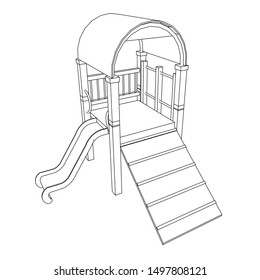 line art of playground. Coloring page - playground - illustration for the children