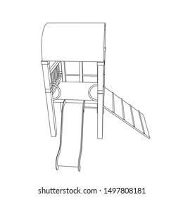 line art of playground. Coloring page - playground - illustration for the children