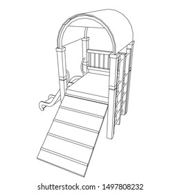line art of playground. Coloring page - playground - illustration for the children