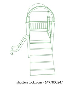line art of playground. Coloring page - playground - illustration for the children