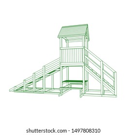 line art of playground. Coloring page - playground - illustration for the children