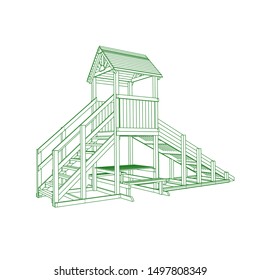 line art of playground. Coloring page - playground - illustration for the children