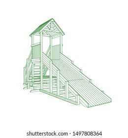 line art of playground. Coloring page - playground - illustration for the children