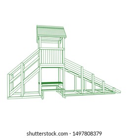 line art of playground. Coloring page - playground - illustration for the children