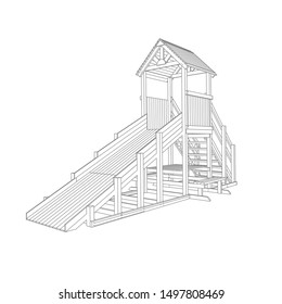 line art of playground. Coloring page - playground - illustration for the children